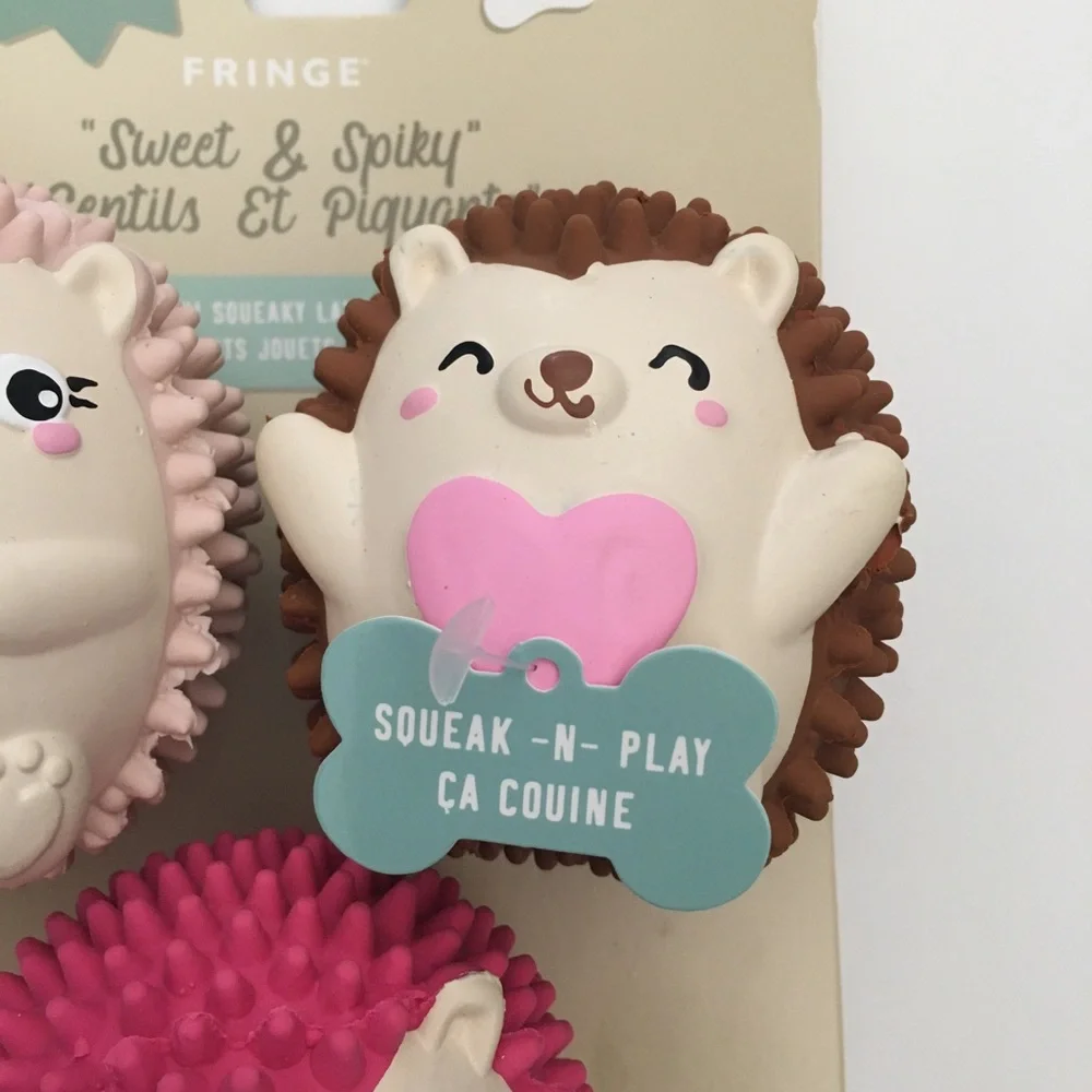 Dog Toys Squeaky Latex Small Hedgehogs “Sweet and Spiky” Fetch Play NEW | Fringe